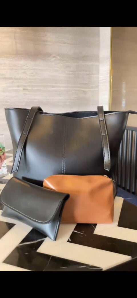 Nova Tote Black 3pc Bag