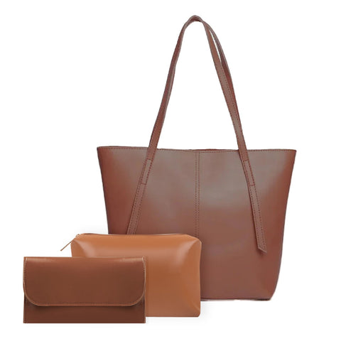 Nova Tote Brown 3 Piece Bag