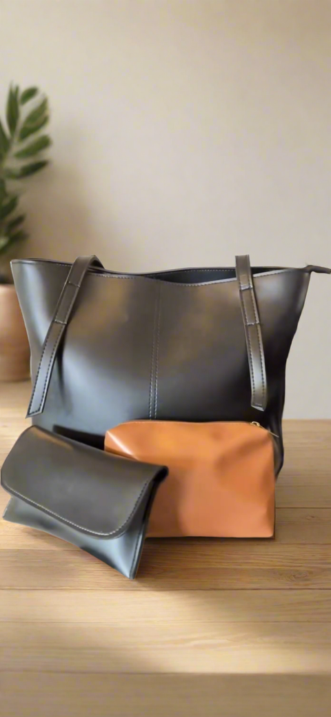 Nova Tote Black 3pc Bag