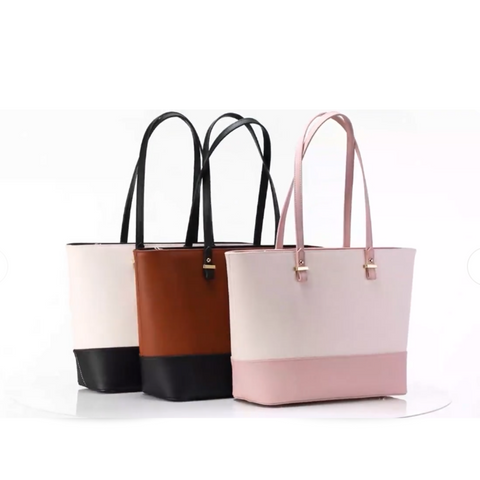 GRACE TOTE Bag 3pc WHITE / PINK