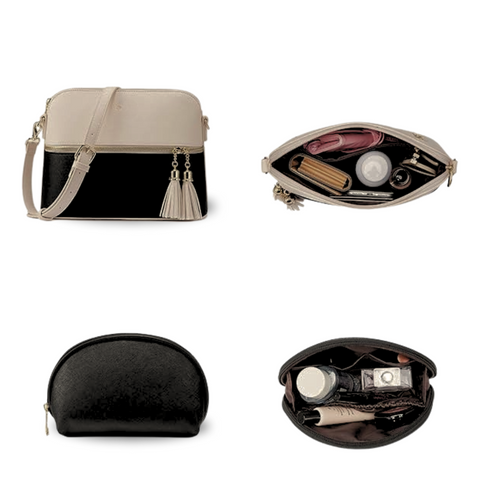GRACE TOTE Bag 3pc BEIGE / BLACK