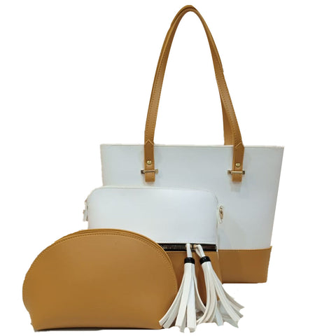 GRACE TOTE Bag 3pc YELLOW / WHITE
