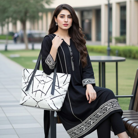 Grid Canvas Bag
