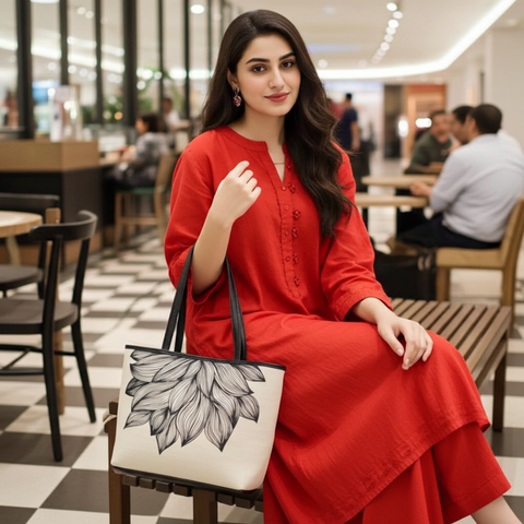 Lotus Canvas Tote Bag