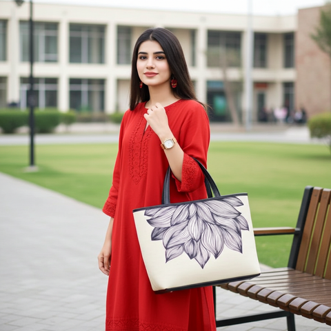 Lotus Canvas Tote Bag